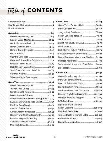 Meal Plan Cookbook - Volume 1